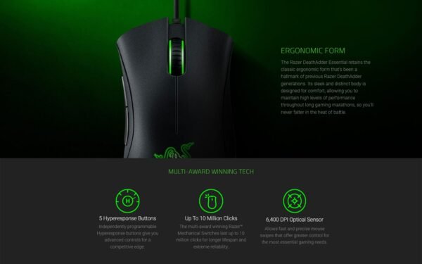 my-11134208-7r98y-lsmhd24y9eec3e.jpg Razer Deathadder Essential 2021 Wired Gaming Mouse | 6400 DPI Optical | Ergonomic | 5 Programmable Buttons | Right-Handed