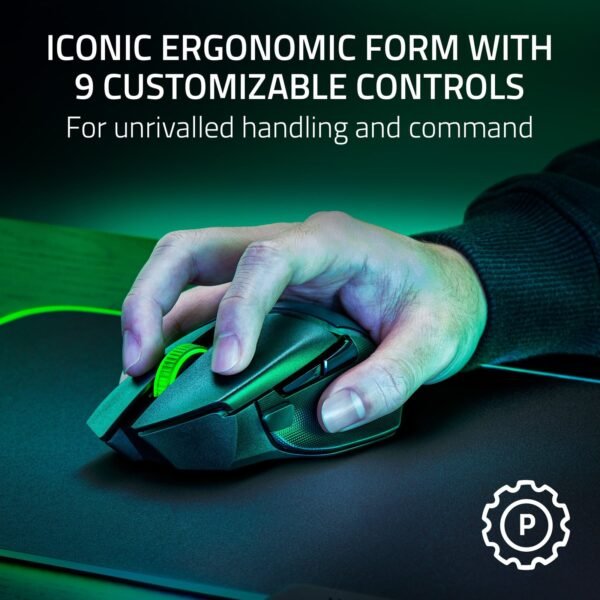 Razer - Basilisk V3 X HyperSpeed Optical Gaming Mouse with 9 Customizable Controls - Wireless - Black