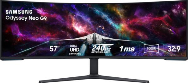 8cf286e4-a41f-4605-9d06-b9fa9450529f-scaled-1.jpg Samsung - 57" Odyssey Neo G9 Dual 4K UHD Quantum Mini-LED 240Hz 1ms HDR 1000 Curved Gaming Monitor (HDMI
