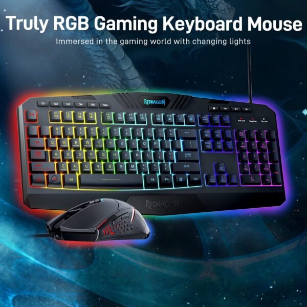 c78386ca-d709-4fad-8bed-7b375703ca9b.jpg REDRAGON - S101-4 Programmable Gaming Keyboard and Mouse Combo Set, RGB Backlit, 5 Macro Record Keys, US Layout and 7200DPI Mouse - Black