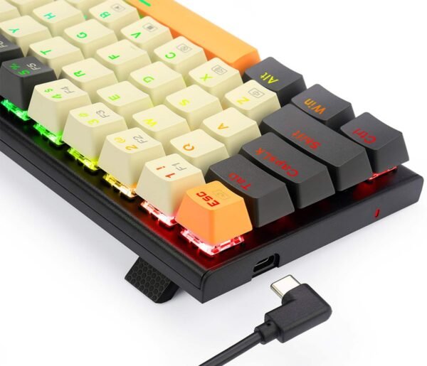 d4558543-5714-4885-b0cd-a6503b33faa3.jpg REDRAGON - K633CGO-RGB Wired 60% Mechanical Gaming Keyboard, RGB Backlit 68 Keys Progammable Keyboard, Hot-Swappable Red Switch - Black/Beige/Orange